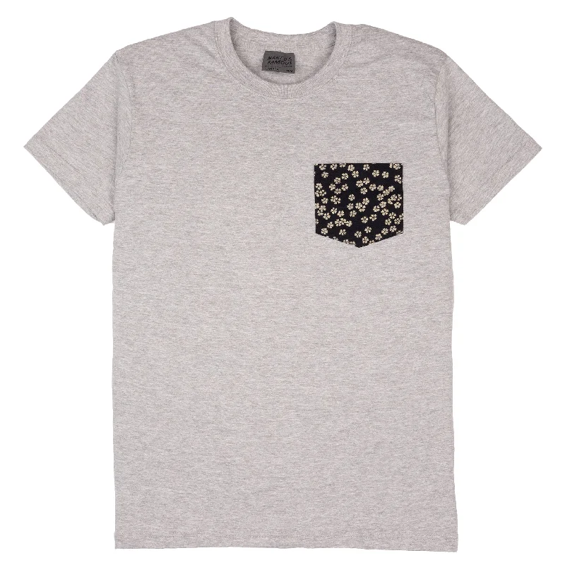 coral abstract t-shirts artsy -Pocket Tee - Heather Grey - Kimono Flowers