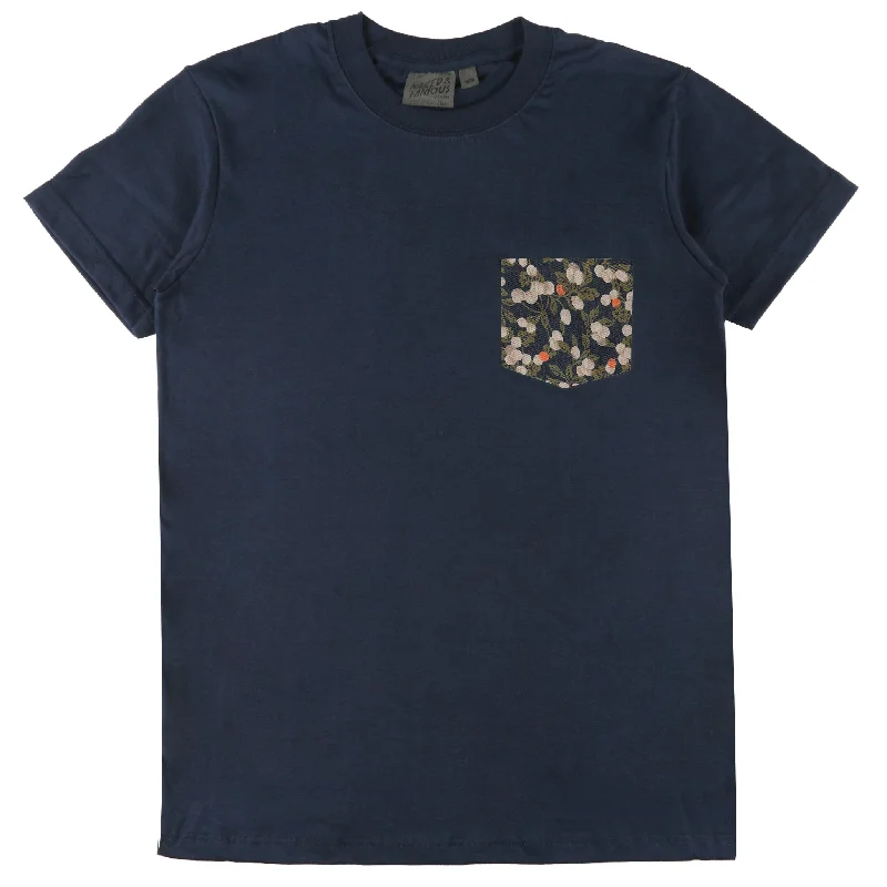 lilac performance t-shirts for gym -Pocket Tee - Navy - Fruit Print - Navy