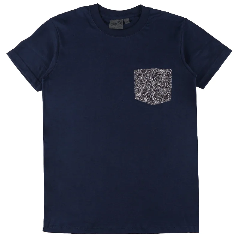 khaki henley t-shirts smart -Pocket Tee - Navy + Kimono Print - Scales