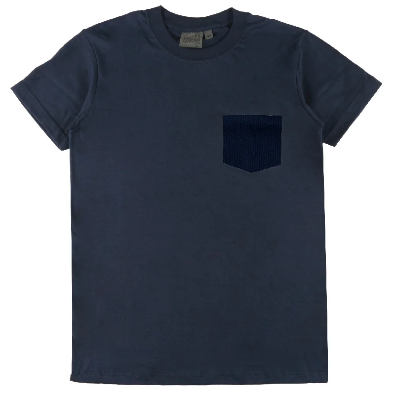 navy blue graphic t-shirts vibrant -Pocket Tee - Navy - Sashiko Double Gauze