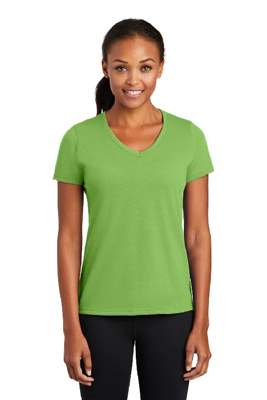 khaki long sleeve t-shirts cozy -Port & Company Womens Dry Zone Performance Moisture Wicking Short Sleeve V-Neck T-Shirt - Lime Green