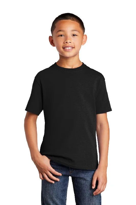 heather grey henley t-shirts smart -Port & Company Youth Core Cotton DTG Short Sleeve Crewneck T-Shirt - Jet Black