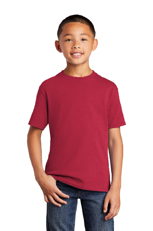 coral quote t-shirts witty -Port & Company Youth Core Cotton DTG Short Sleeve Crewneck T-Shirt - Red