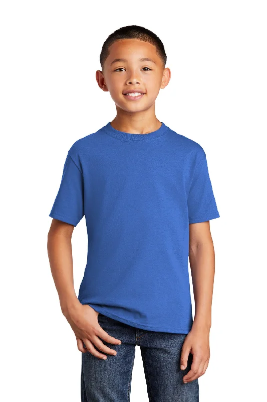 coral graphic t-shirts trendy -Port & Company Youth Core Cotton DTG Short Sleeve Crewneck T-Shirt - Royal Blue