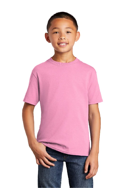 taupe workout t-shirts breathable -Port & Company Youth Core Short Sleeve Crewneck T-Shirt - Candy Pink