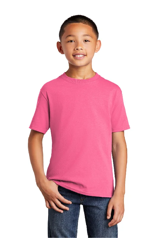 navy blue cropped t-shirts chic -Port & Company Youth Core Short Sleeve Crewneck T-Shirt - Neon Pink