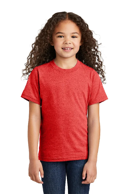 taupe henley t-shirts smart -Port & Company Youth Short Sleeve Crewneck T-Shirt - Heather Bright Red