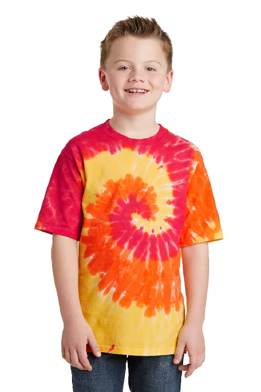 coral eco cotton t-shirts green -Port & Company Youth Tie-Dye Short Sleeve Crewneck T-Shirt - Blaze Rainbow