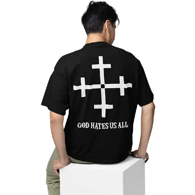 heather grey tie-front t-shirts cute -Slayer Oversized T shirt - God Hates Us All