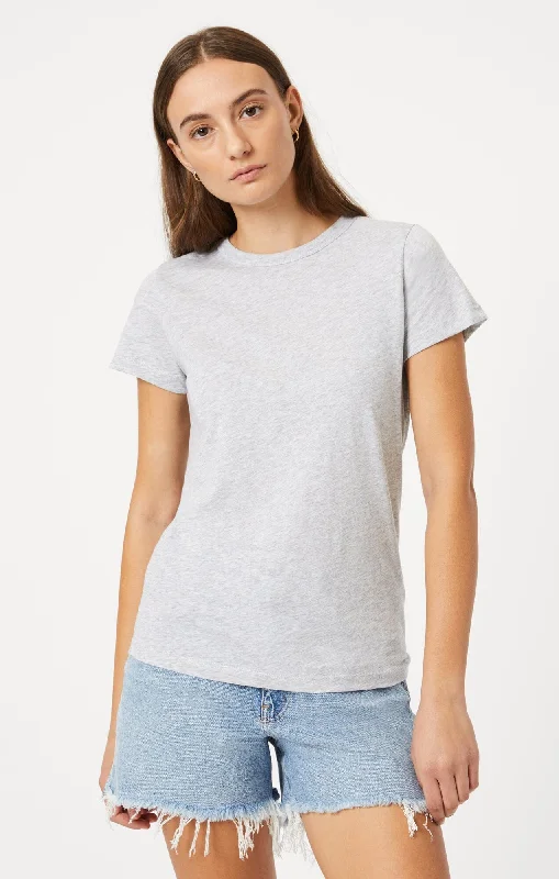 coral slim fit t-shirts sleek -SLIM CREW NECK T-SHIRT IN SNOW GREY MELANGE