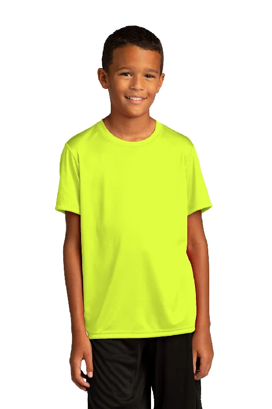 lilac eco-friendly t-shirts green -Sport-Tek Youth Re-Compete Moisture Wicking Short Sleeve Crewneck T-Shirt - Neon Yellow