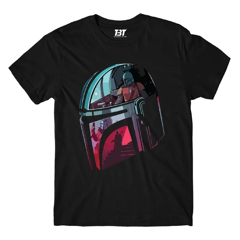 coral vintage logo t-shirts retro -Star Wars T shirt - Mandalorian