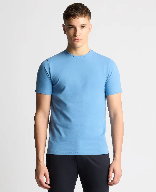 sage green crew neck t-shirts basic -Tapered Fit Cotton-Stretch T-Shirt