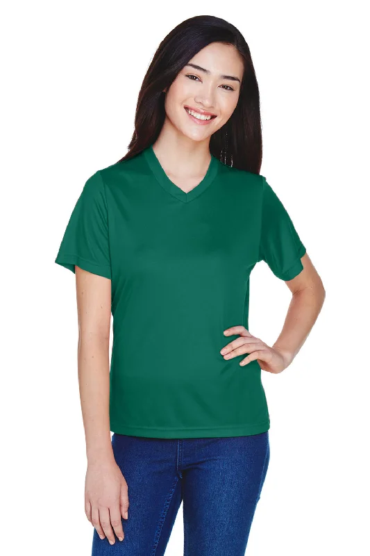 burnt orange lightweight t-shirts summer -Team 365 Womens Zone Performance Moisture Wicking Short Sleeve V-Neck T-Shirt - Forest Green