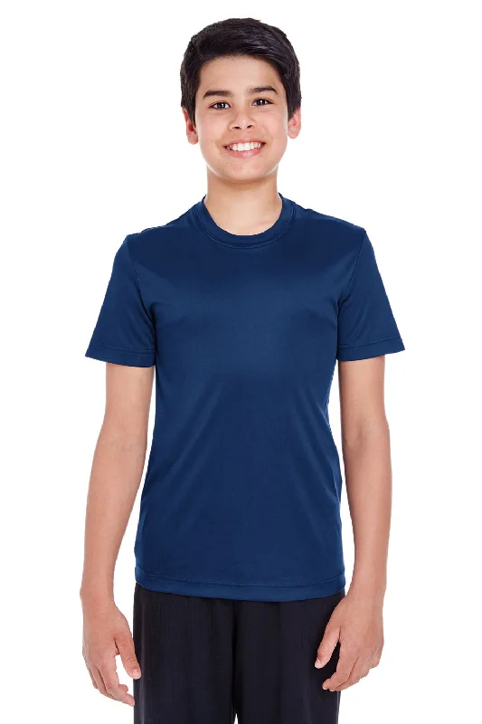 indigo soft jersey t-shirts comfy -Team 365 Youth Zone Performance Moisture Wicking Short Sleeve Crewneck T-Shirt - Dark Navy Blue