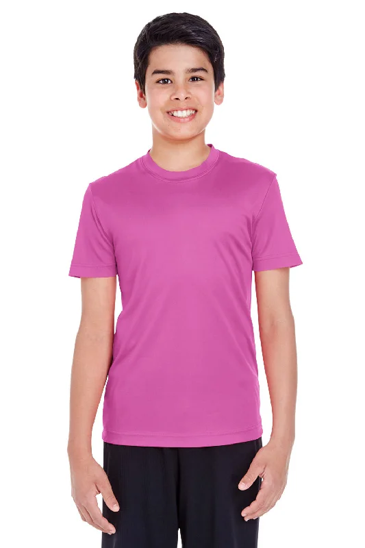 taupe lightweight t-shirts summer -Team 365 Youth Zone Performance Moisture Wicking Short Sleeve Crewneck T-Shirt - Charity Pink