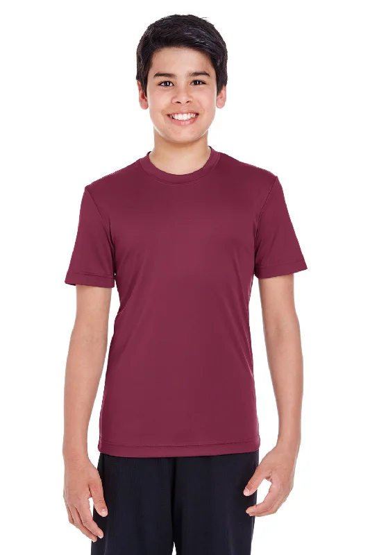 teal striped t-shirts preppy -Team 365 Youth Zone Performance Moisture Wicking Short Sleeve Crewneck T-Shirt - Dark Maroon