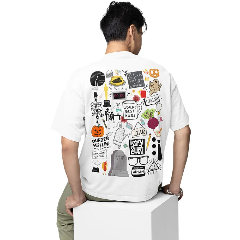 maroon festival t-shirts trendy -The Office Oversized T shirt - Dunder Doodles