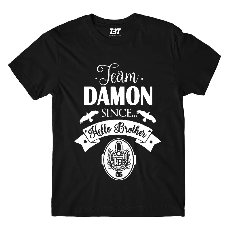 teal graphic print t-shirts vibrant -The Vampire Diaries T shirt - Team Damon