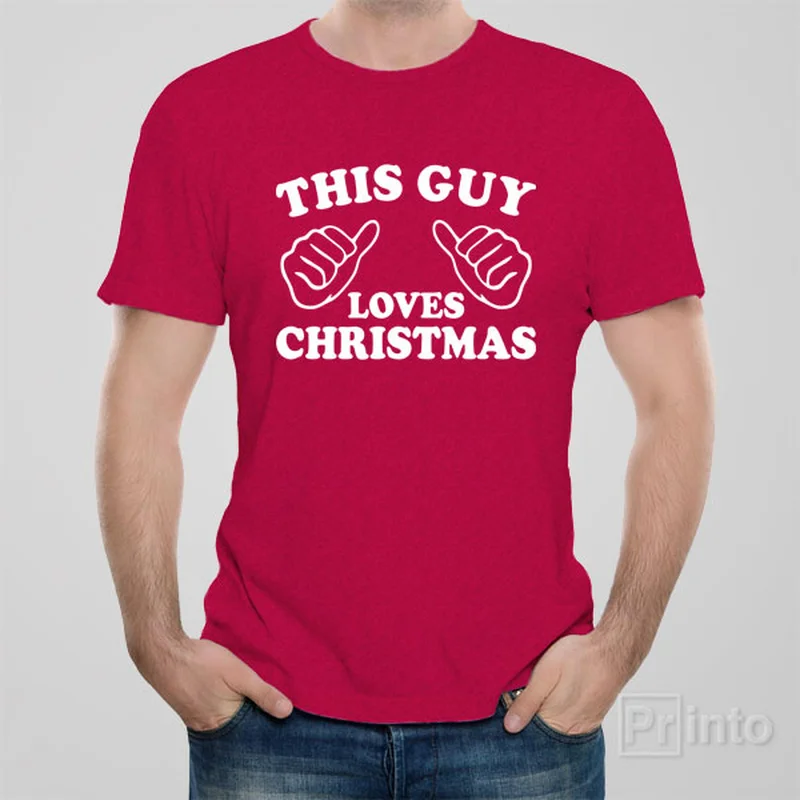 sage green festival t-shirts stylish -This guy loves Christmas - T-shirt