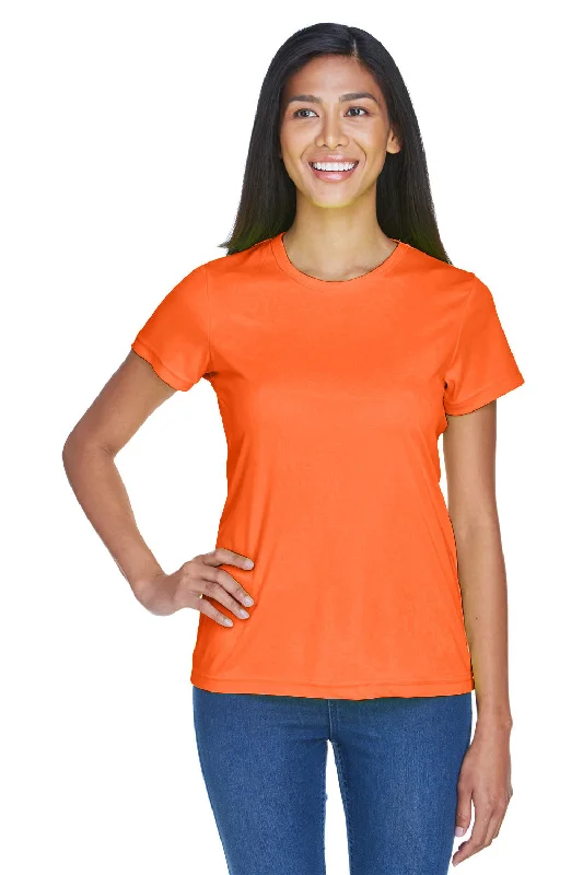 teal tie-front t-shirts cute -UltraClub Womens Cool & Dry Performance Moisture Wicking Short Sleeve Crewneck T-Shirt - Bright Orange