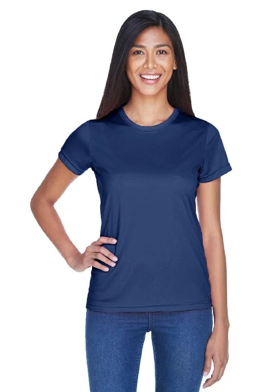 coral ribbed t-shirts textured -UltraClub Womens Cool & Dry Performance Moisture Wicking Short Sleeve Crewneck T-Shirt - Navy Blue