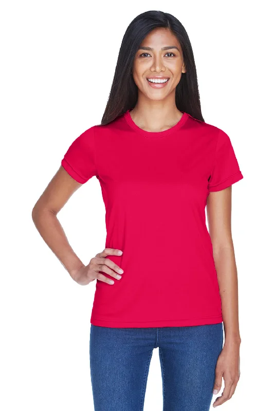 olive slim fit t-shirts sleek -UltraClub Womens Cool & Dry Performance Moisture Wicking Short Sleeve Crewneck T-Shirt - Red