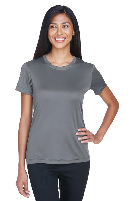 khaki crew neck t-shirts basic -UltraClub Womens Cool & Dry Performance Moisture Wicking Short Sleeve Crewneck T-Shirt - Charcoal Grey