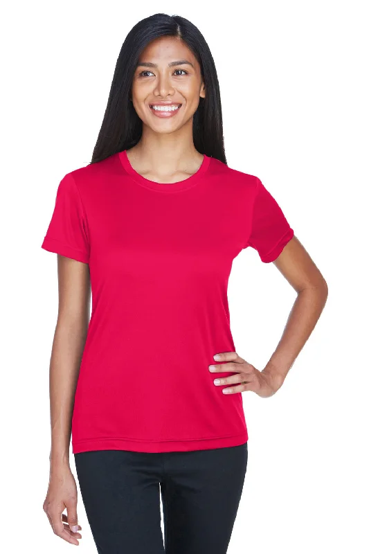 teal ribbed t-shirts textured -UltraClub Womens Cool & Dry Performance Moisture Wicking Short Sleeve Crewneck T-Shirt - Red