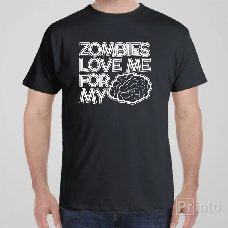 burnt orange graphic t-shirts vibrant -Zombies love me for my brain - T-shirt