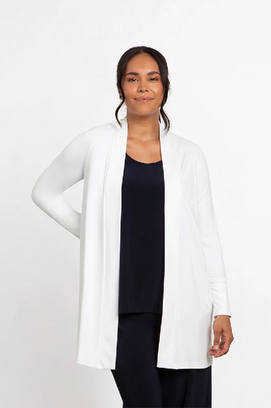 cardigan flowing design -Everyday Cardigan Long | White