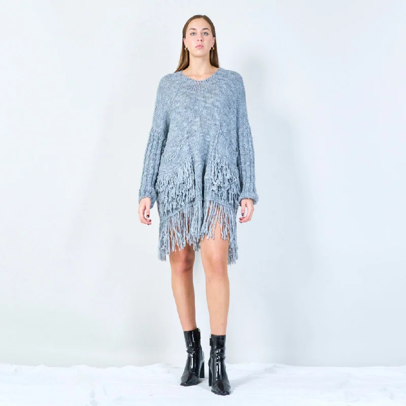 pullover sweater silky cashmere -Fringe knit tunic sweater wholesale