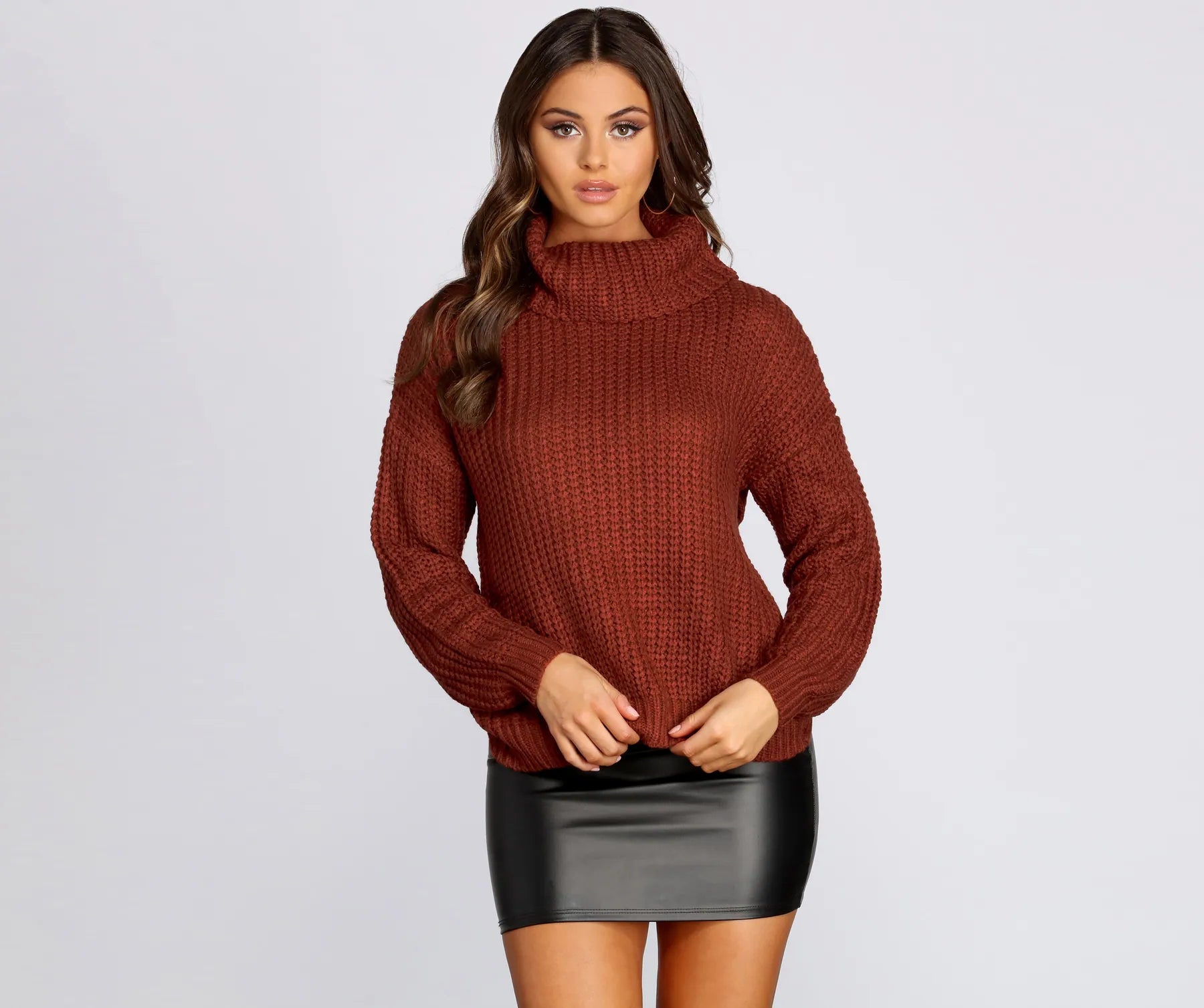 pullover sweater graphite -Open Back Turtleneck Sweater