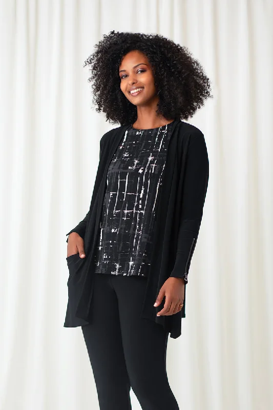 cardigan punchy hues -Zest Zip Back Cardigan | Black