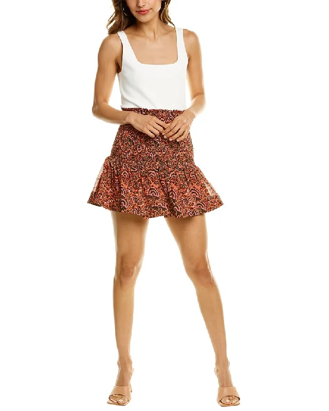 heather grey flared skirts feminine -A.L.C. Kade Silk Mini Skirt