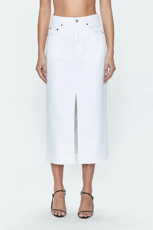 taupe wraparound skirts sleek -Alice Midi Skirt In White