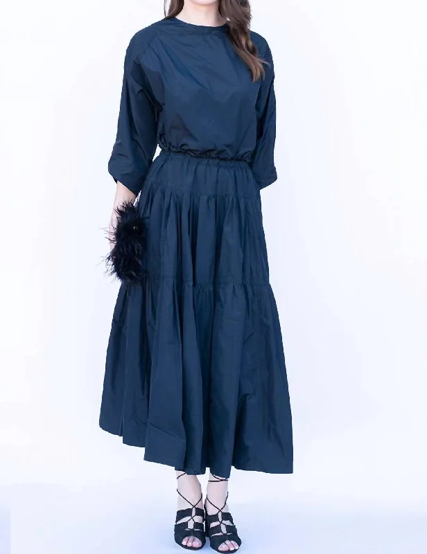 olive wrap skirts elegant -Blouson Skirt In Navy