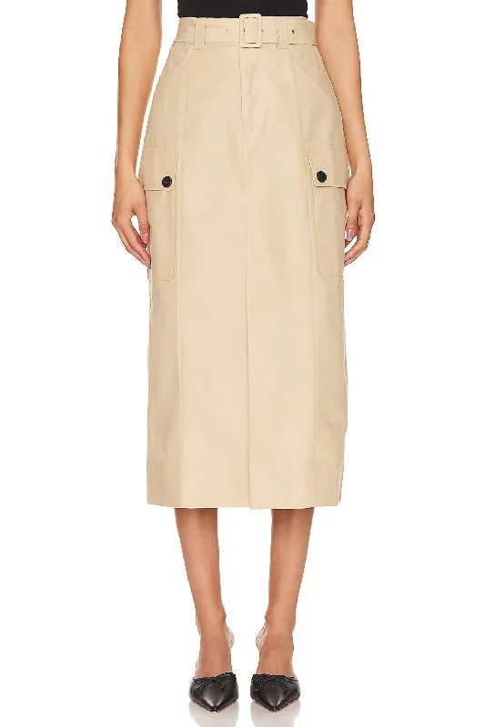 olive flared skirts elegant -Cyrus Skirt In Khaki