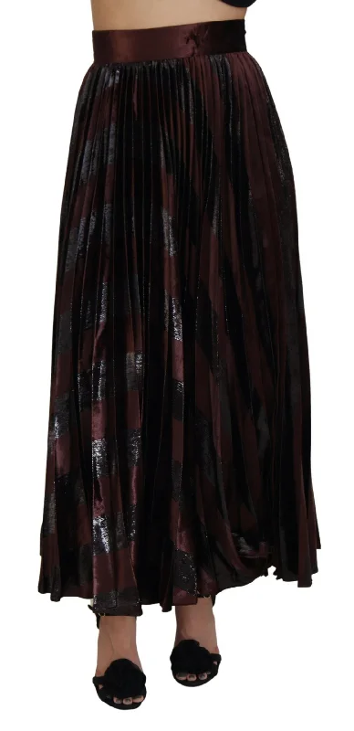 olive pleated skirts trendy -Dolce & Gabbana Elegant High Waist A-Line Maxi Women's Skirt