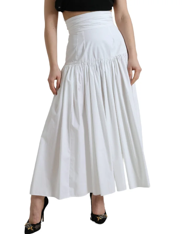 taupe wraparound skirts sleek -Dolce & Gabbana Elegant High Waist Cotton Maxi Women's Skirt