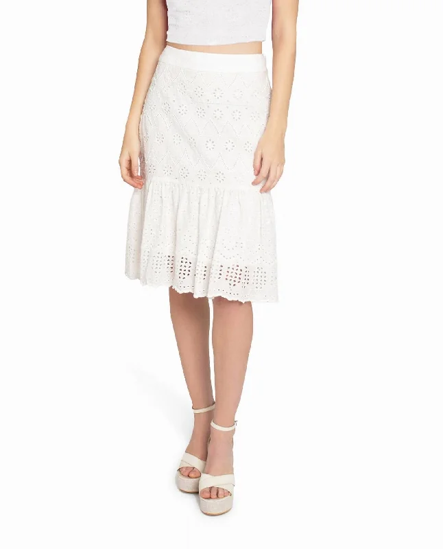 heather grey wrap skirts chic -Embellished Eyelet Mini Skirt In White