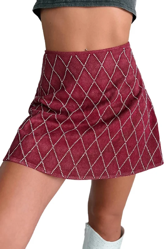 maroon asymmetrical skirts bold -Gabrielle Glam Rhinestone Skirt In Berry