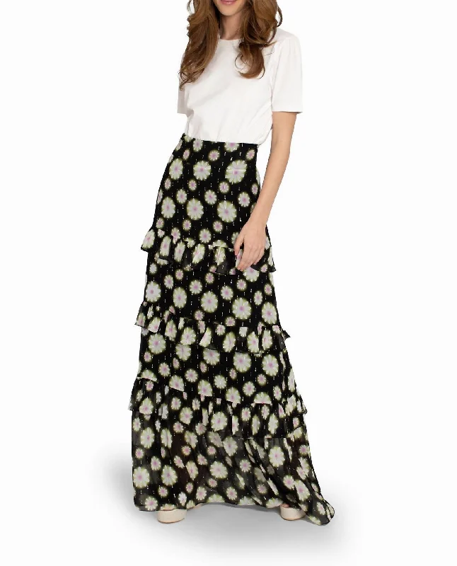 maroon wrap skirts bold -Hazy Daisy Tiered Maxi Skirt