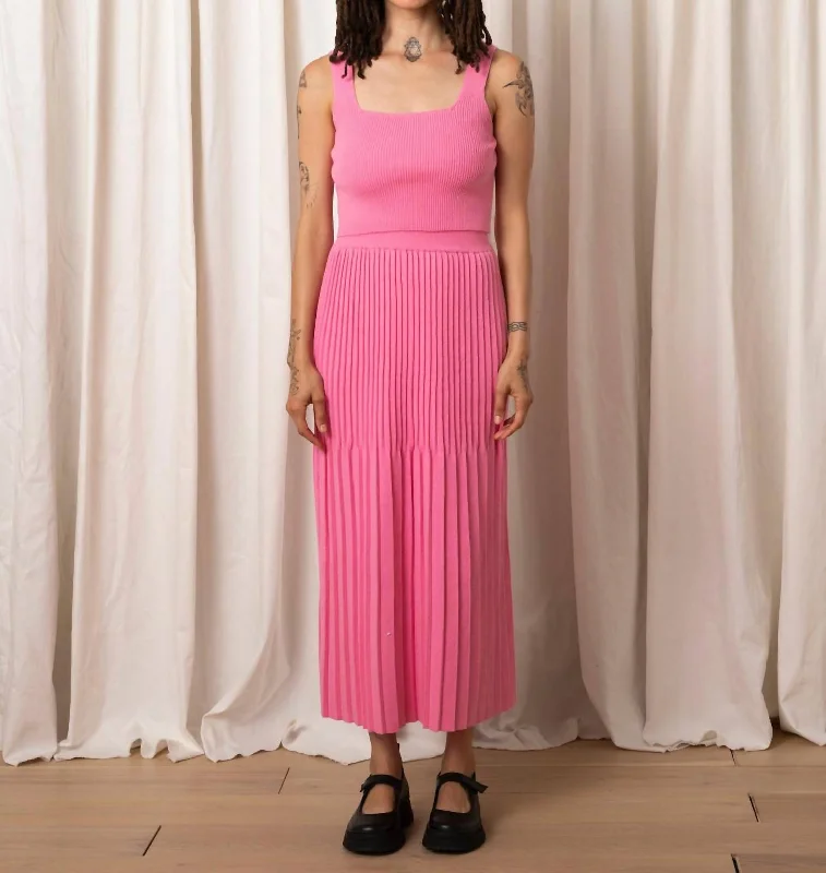 taupe pleated skirts stylish -Knit Pleated Skirt In Bubblegum