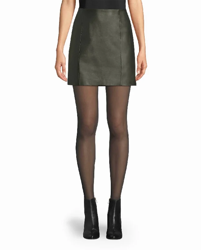 coral asymmetrical skirts modern -Leather Mini Skirt In Army Green