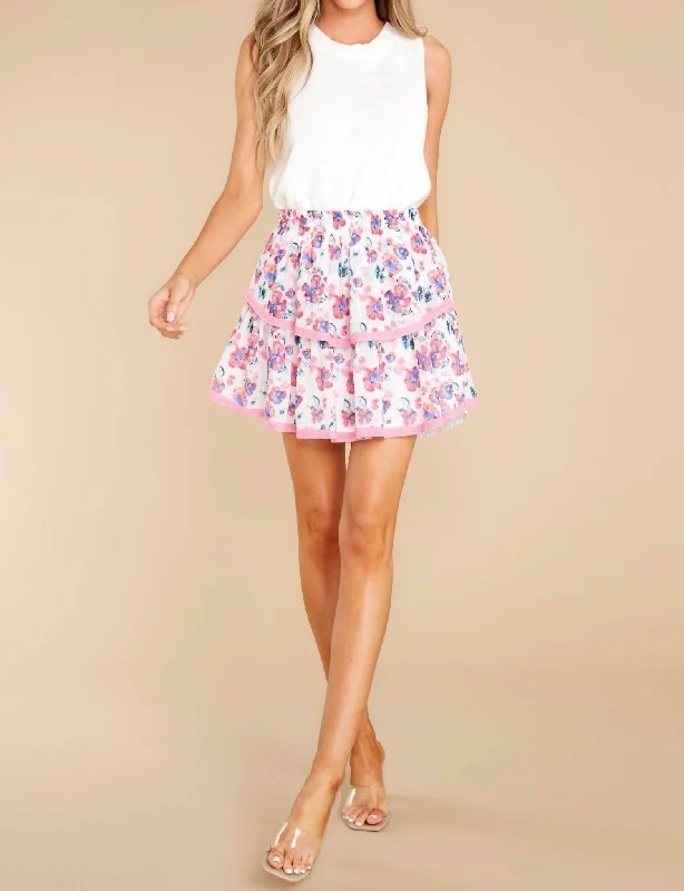 olive wraparound skirts trendy -Lexi Mini Skirt In Pink Floral