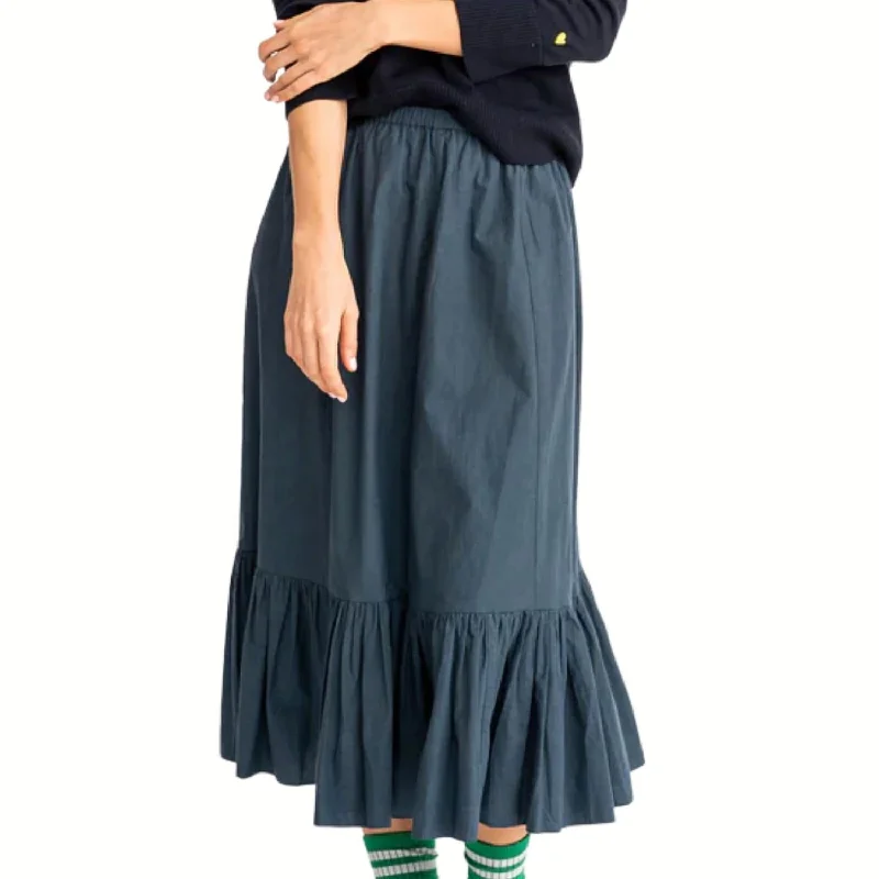 khaki tiered skirts boho -Madeleine Maxi Skirt In Midnight