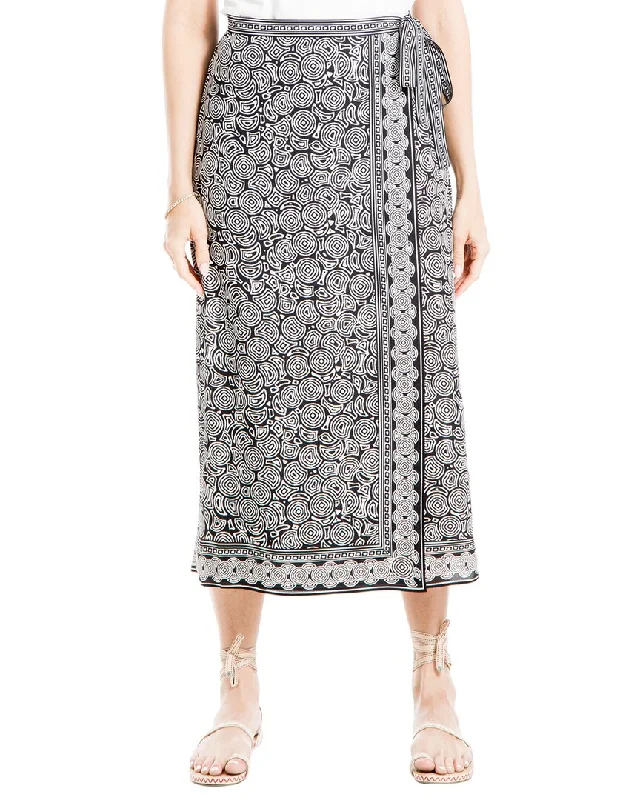 heather grey tiered skirts boho -Max Studio Side Tie Skirt