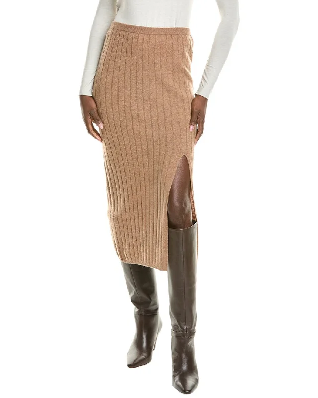 burnt orange skater skirts casual -NAADAM Ribbed Wool & Cashmere-Blend Pencil Skirt