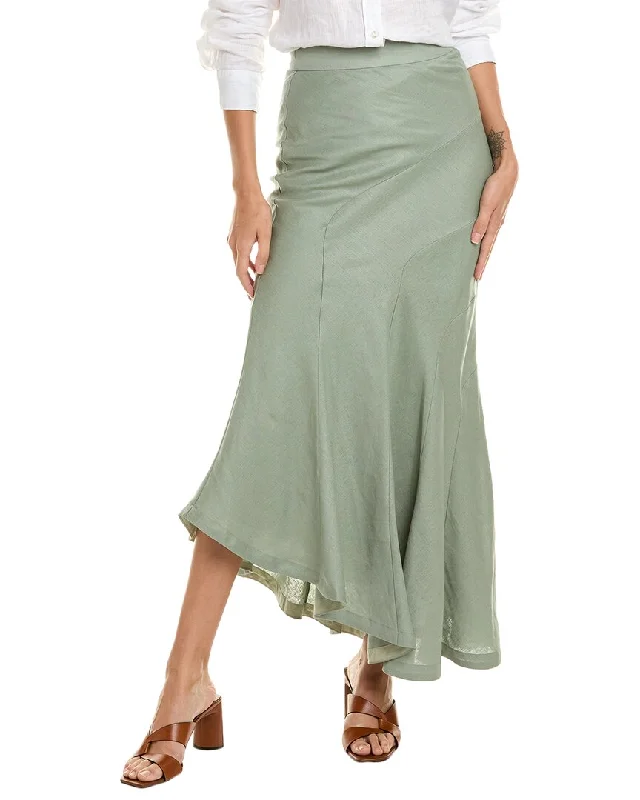 teal cargo skirts rugged -Nicholas Aveline Bias Seamed Linen Midi Skirt